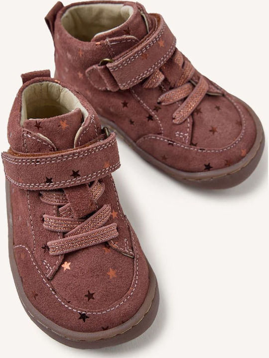 Anatomice Ghete Copii din Piele cu Velcro Roz