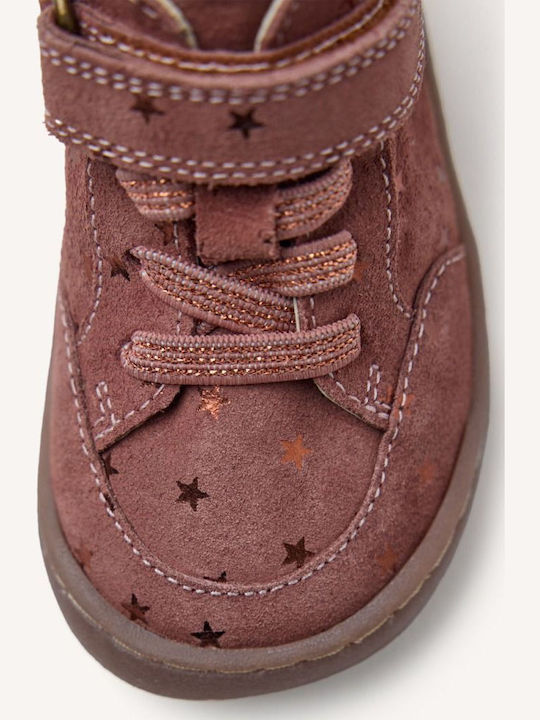 Anatomice Ghete Copii din Piele cu Velcro Roz