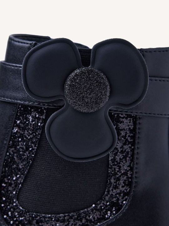 Anatomische Leder Kinderstiefel mit Reissverschluss Schwarz