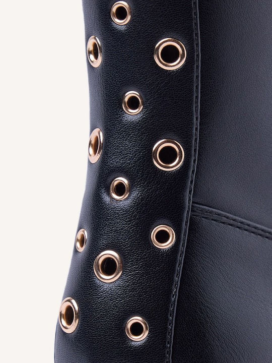 Lederne Kinderstiefel mit Reißverschluss Schwarz
