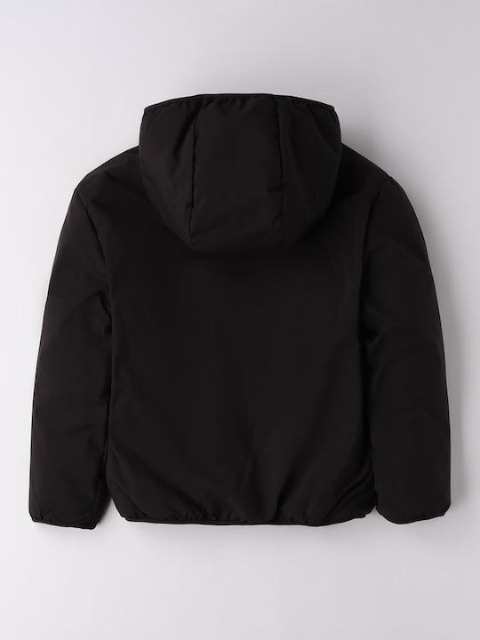 Kids' Quilted Jacket Double Sided with Hood Black