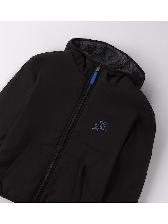 Kids' Quilted Jacket Double Sided with Hood Black