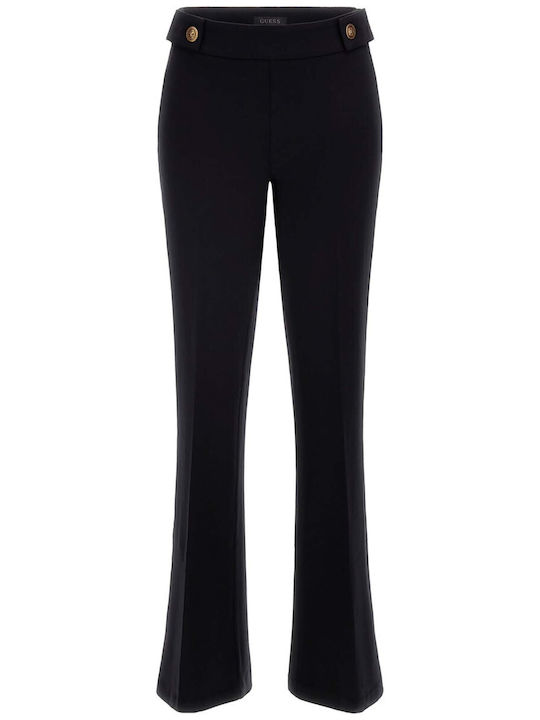 Women's Fabric Trousers Flared Black