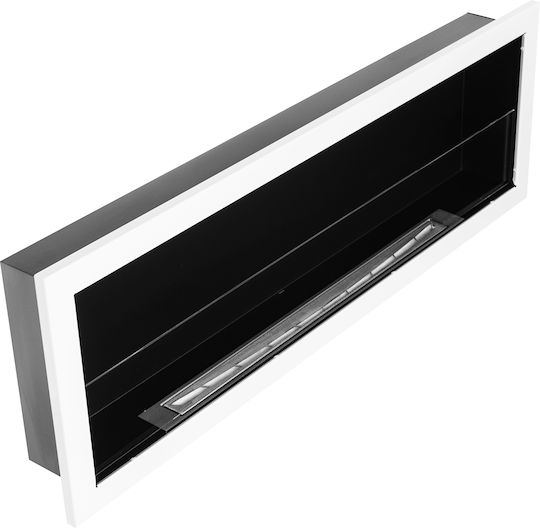 Globmetal Стенен Биоетанолова камина Вътрешно пространство Бял 120x14.4x40см