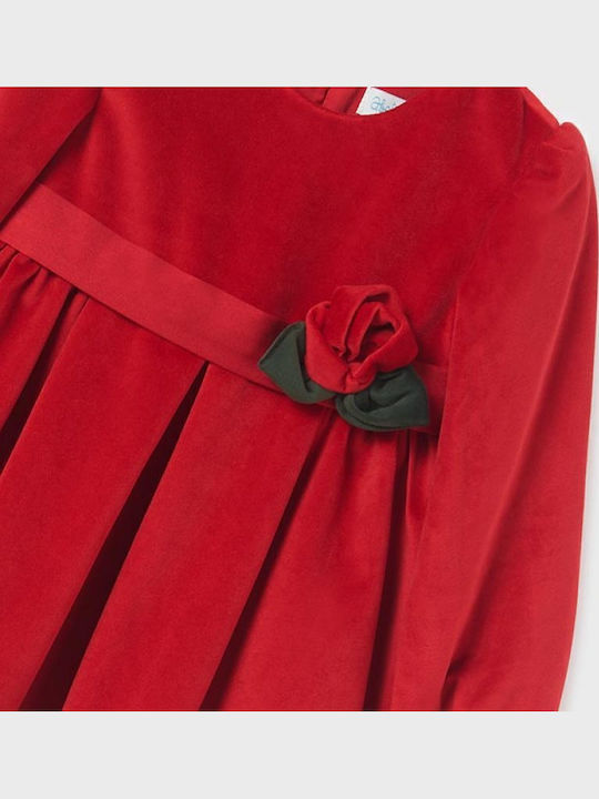 Children's Dress Long Sleeve Velvet Red