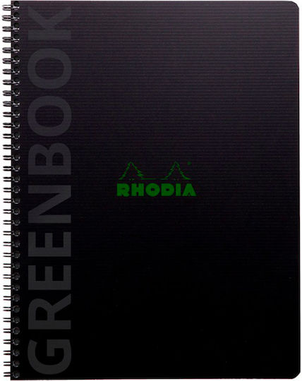 Rhodia Σημειωματάριο Σπιράλ 80 Φύλλων Ριγέ Μαύρο