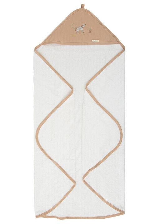 Bimbidreams Baby Bath Towel Hooded Farm White-Beige 100x100cm