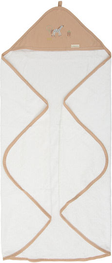 Bimbidreams Baby-Badetuch mit Kapuze Farm Weiß-Beige 100x100cm