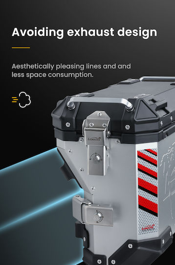 Loboo Motorrad-Topcase Aluminium 45l Silber