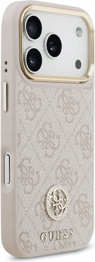 Guess 4g Strass Logo & Big Strap Metal Buttons Magsafe Umschlag Rückseite Kunststoff / Silikon Rosa (iPhone 17 Pro)