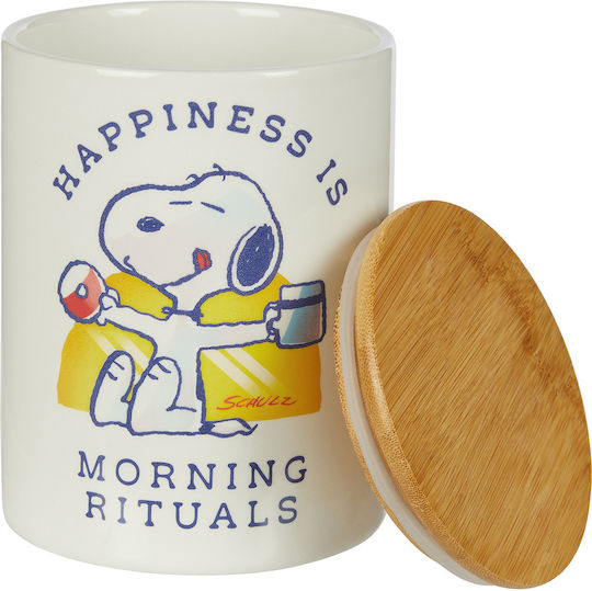 Butlers Peanuts Ваза Обща Употреба с капак от Порцелан Бял 12x12x16см