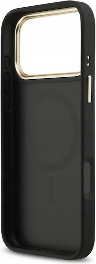 Guess 4g Strass Logo Magsafe Umschlag Rückseite Silikon / Kunststoff / Synthetisches Leder Schwarz (iPhone 17 Pro Max)