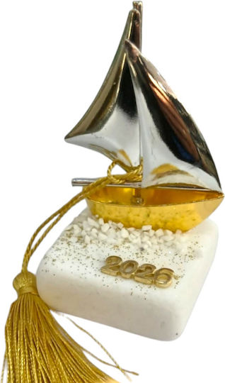 Kalliopi Silver Tabletop Lucky Charm Boat Gold made of Stone 2026 5x9cm 1pcs