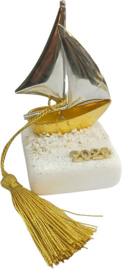 Kalliopi Silver Tabletop Lucky Charm Boat Gold made of Stone 2026 5x9cm 1pcs