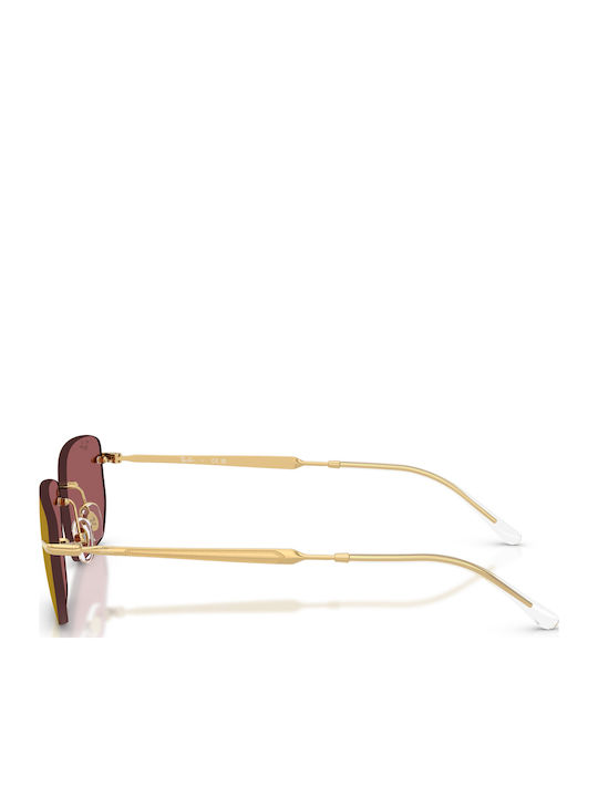 Ray Ban Unisex Sunglasses with Gold Metal Frame and Red Lens RB3768 001/D0
