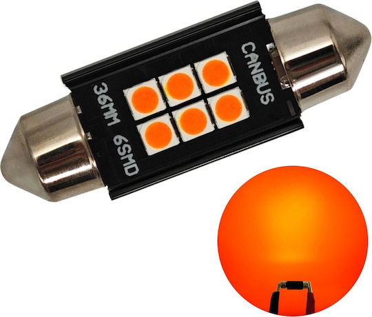 C5w Led Bulb Sv8.5 12-24v Canbus 36mm Orange