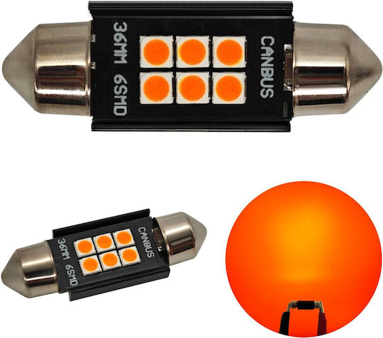 C5w Led Bulb Sv8.5 12-24v Canbus 36mm Orange