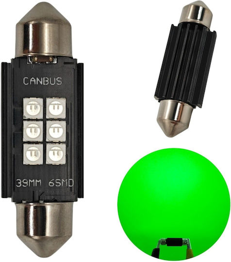 C5W C10W LED Bulb SV8.5 12-24V Canbus 39mm Green
