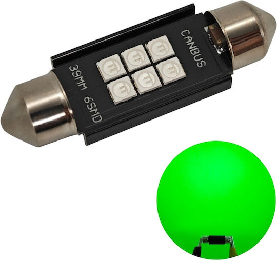 C5W C10W LED Bulb SV8.5 12-24V Canbus 39mm Green