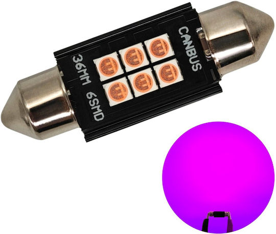 C5w Led Bulb Sv8.5 12-24v Canbus 36mm Pink