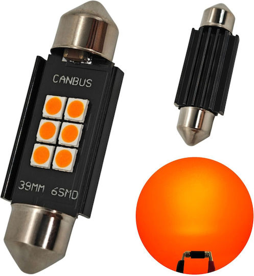 C5w C10w Bec Led Sv8.5 12-24v Canbus 39mm Portocaliu