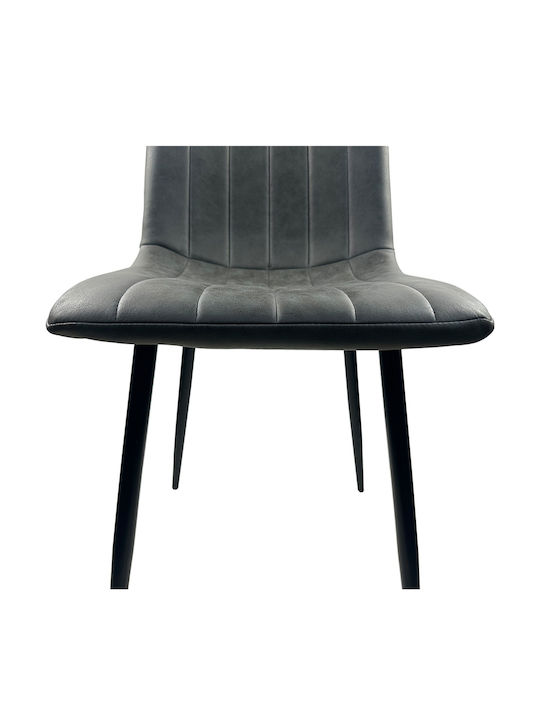 Yucaria Dining Room Artificial Leather Chair Anthracite/black 44x55x86cm