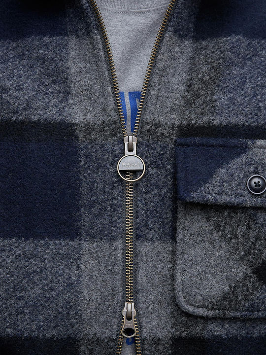 Hailwood Long Sleeve Flannel Overshirt In Regular Fit Checked Classic Navy