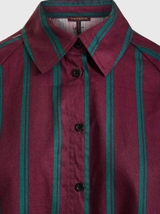 Mini Shirt Dress Dress Burgundy