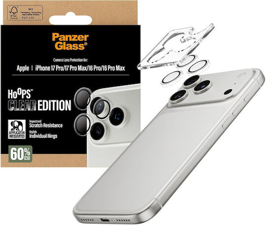 PanzerGlass Hoops Camera Protection Membrane Transparent for the iPhone 16 Pro, iPhone 16 Pro Max