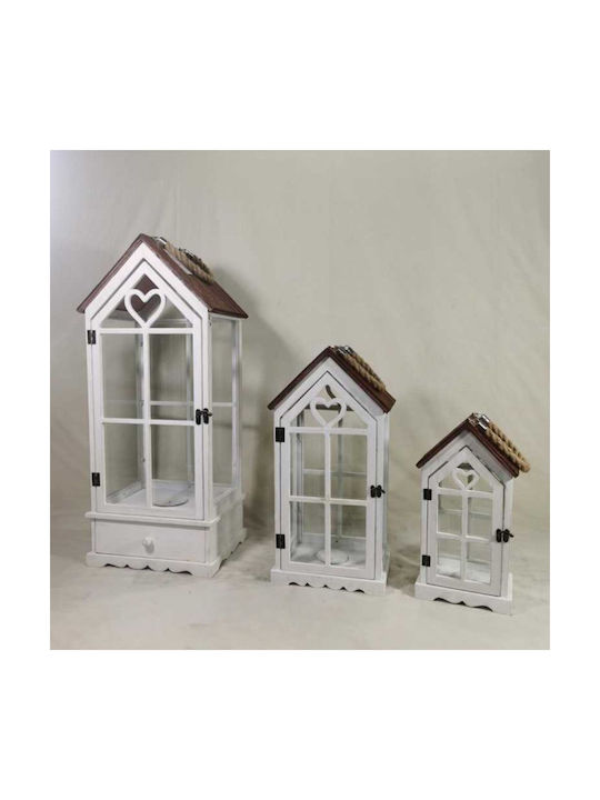 Dream House Wooden Lanterns Set White 3pcs