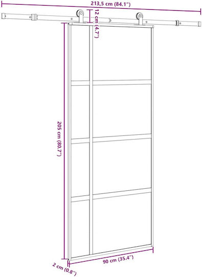 Ușă Glisantă Set Material 90x205 Cm Sticlă Aluminiu 3333035