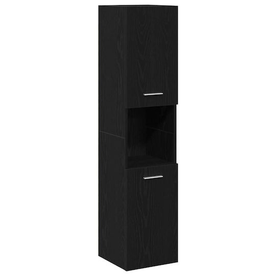 vidaXL Шкаф със Мивка, Огледало & Колона Д90xШ38.5xВ46см Black Beech