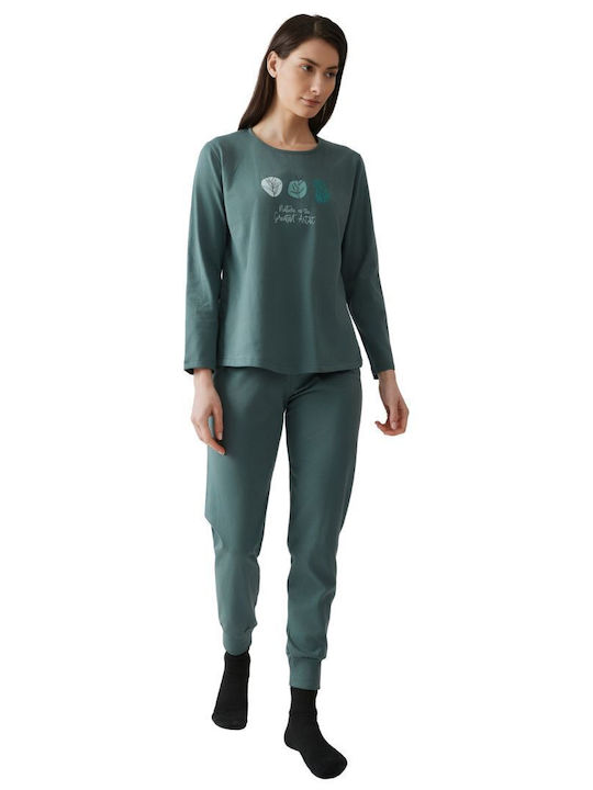 Minerva Winter Women's Pyjama Set Khaki Enjoy