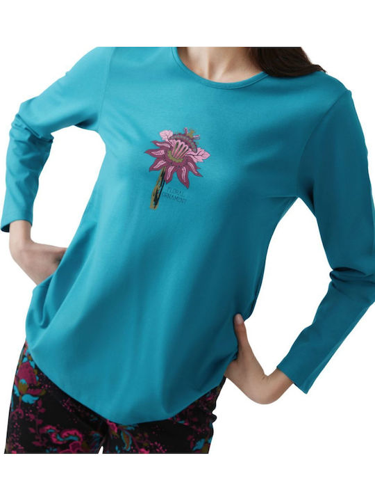 Minerva Winter Women's Pyjama Set Petrol Blue Dark