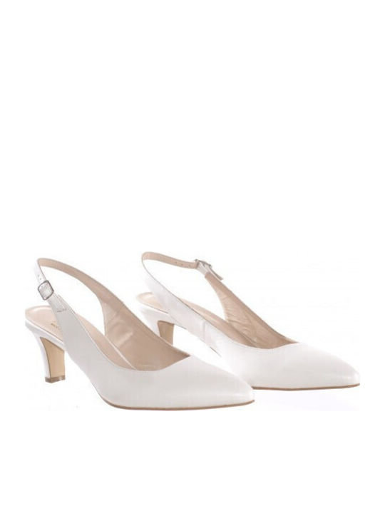 Leder Pumps mit mittelhohem Absatz Λευκο Περλε