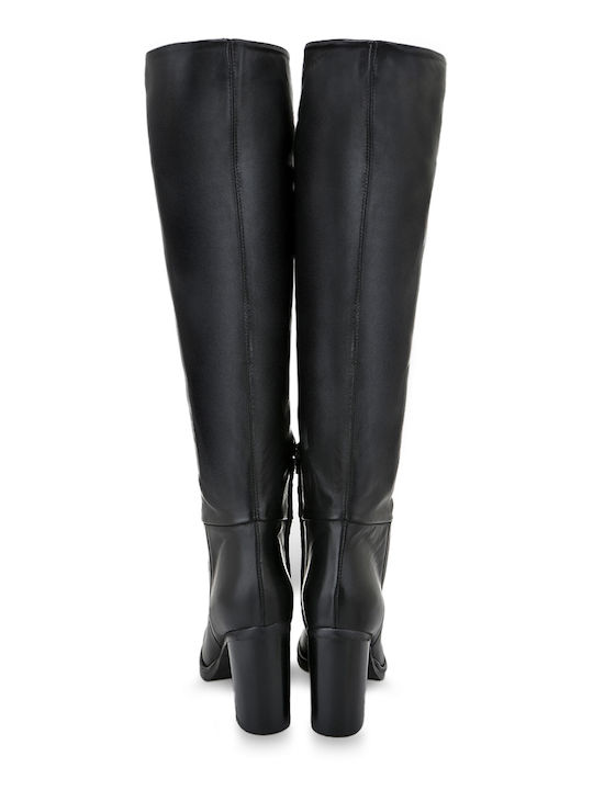 Leder Damenstiefel Über dem Knie Schwarz