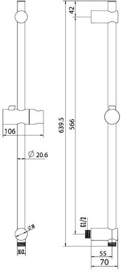 Shower Slider Rail Bath Water Supply Modea 00-02964 Chrome