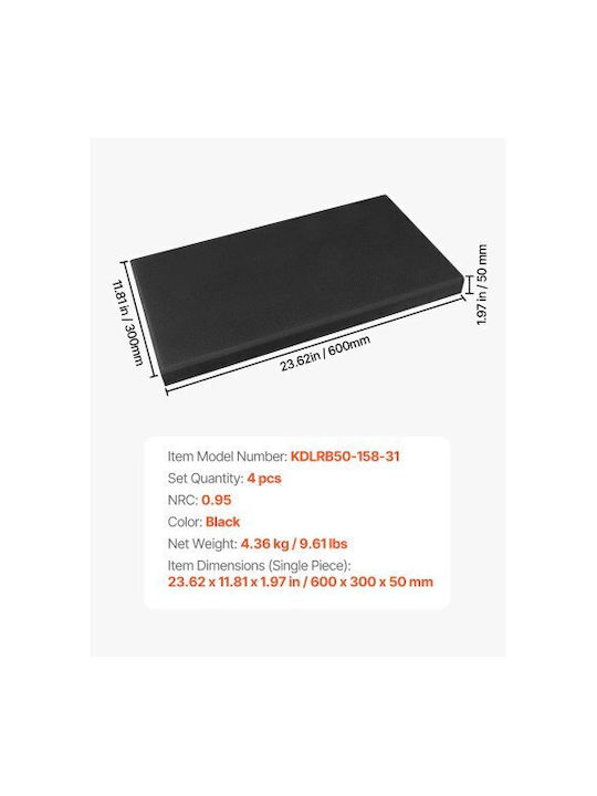 3D Wall Panels Adhesive Black 59.944x29.972cm 4 Pieces