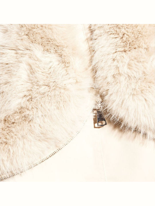 Women's Parka Jacket for Winter with Hood Beige