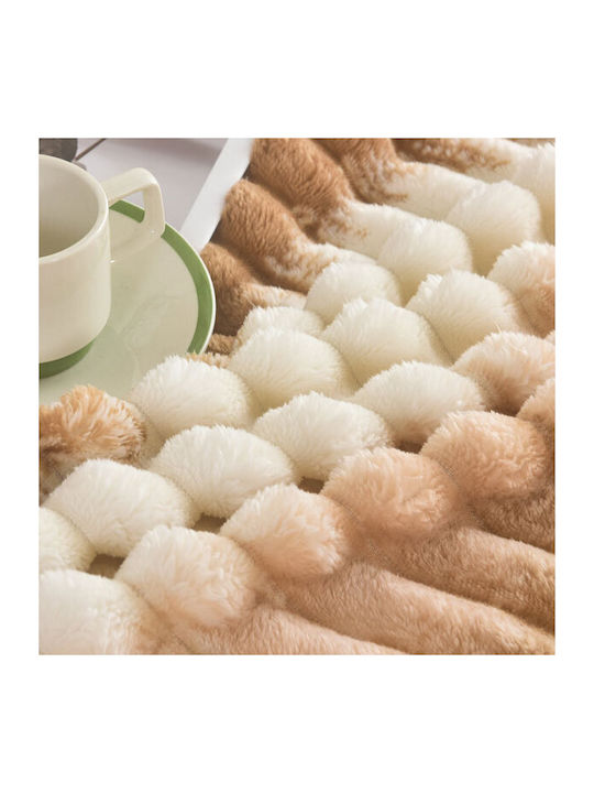 SpitiBazaar Decke Samt Übergröße 220x240cm Καφέ - Λευκό