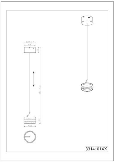 Trio Lighting Dios Κρεμαστό Φωτιστικό 15.5x150εκ. Trio Lighting Dios Κρεμαστό Φωτιστικό 15.5x150εκ.