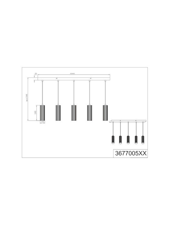 Trio Lighting Soka Lustră Negru