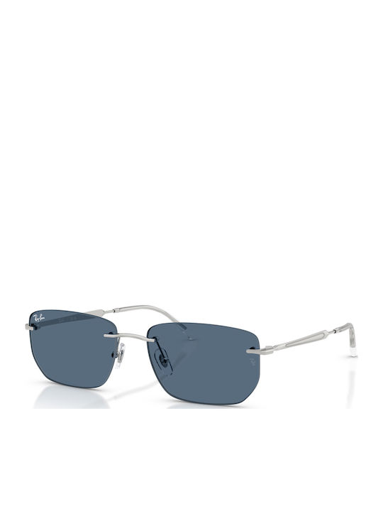 Ray Ban Unisex Sonnenbrillen mit Silber Metallrahmen und Blau Spiegel Gläser RB3768 003/80