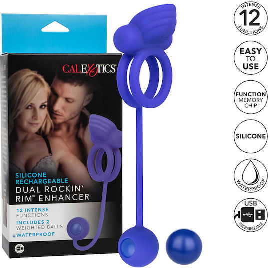 Calexotics Rechargeable Dual Rockin Rim Enhancer Cock Ring Blue