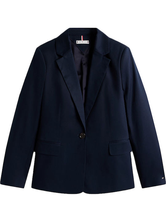 Tommy Hilfiger Μακρύ Γυναικείο Σακάκι Μπλε