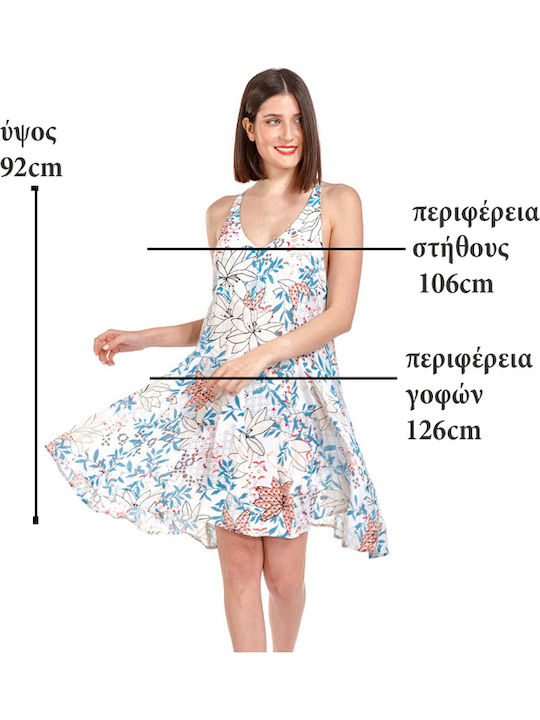 Summer Mini Dress with Ruffle Multicolour