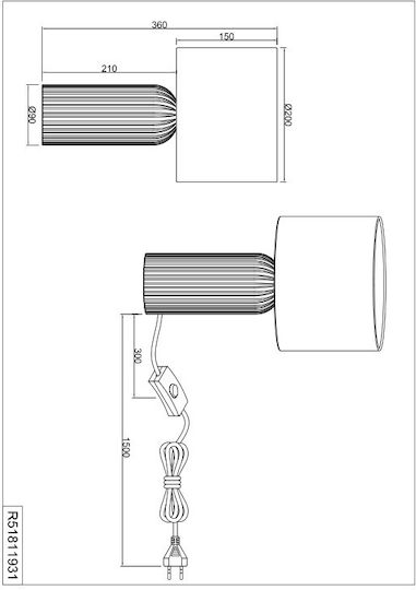 Trio Lighting Κεραμικό Πορτατίφ με Λευκό Καπέλο και Βάση