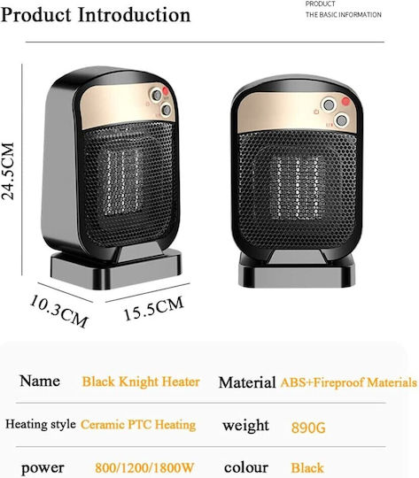 Acasă Fan Heater Room Floor Negru 1800W