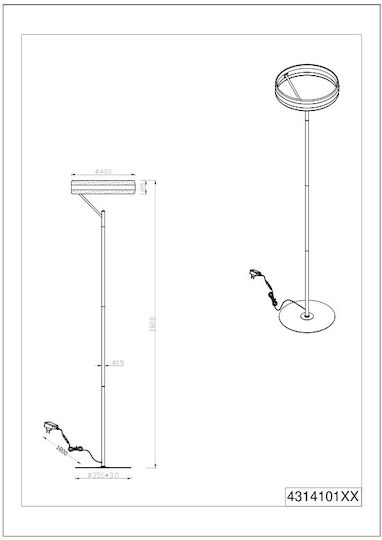 Trio Lighting Dios LED Лампа за под Сребрист Trio Lighting Dios LED Лампа за под Сребрист