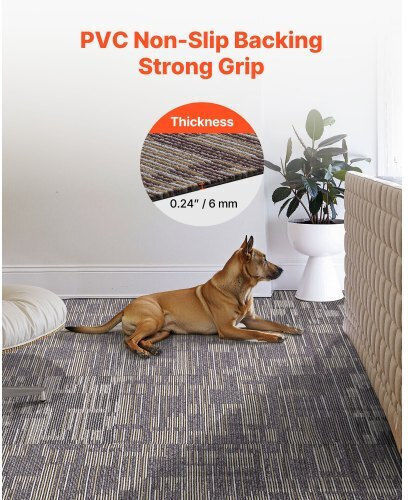 Vevor Set Plastic Floor with 24 Tiles 6mm L61cmxW61cm Gray